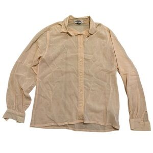 VINTAGE La Mode SMARTI Blouse | Made in WEST GERMANY | 100% Cotton Sheer Peach M